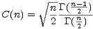         V~ --  n-1
C(n) =   n-G(-2-)-
         2  G(n2)
