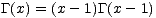 G(x) = (x -1)G(x - 1)
