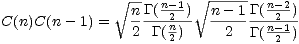                V~ --       V~ -----
                n-G(n-21)- n---1G(n-22)-
C(n)C(n - 1) =  2  G(n)     2  G(n-1)
                     2            2
